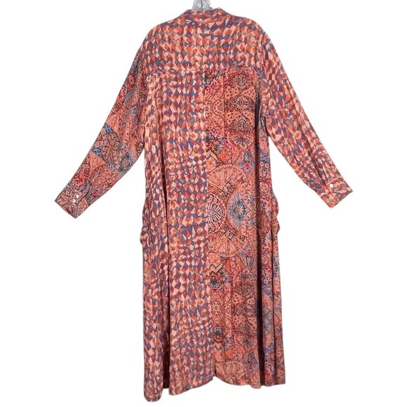 Soft Surroundings Atacama Patchwork Maxi Dress 1X Boho Orange Blue - Picture 3 of 16